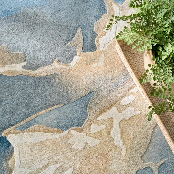 Contemporary Rugs & Transitional Rugs Prismatic PRS40 Lt. Blue - Blue & Lt. Gold - Gold Hand Tufted Rug