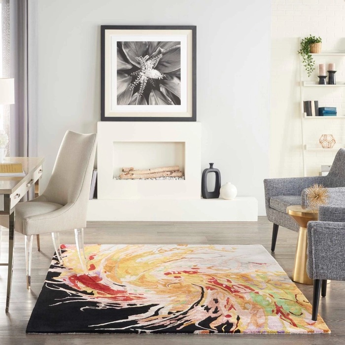 Contemporary Rugs & Transitional Rugs Prismatic PRS21 Black - Charcoal & Multi Hand Tufted Rug