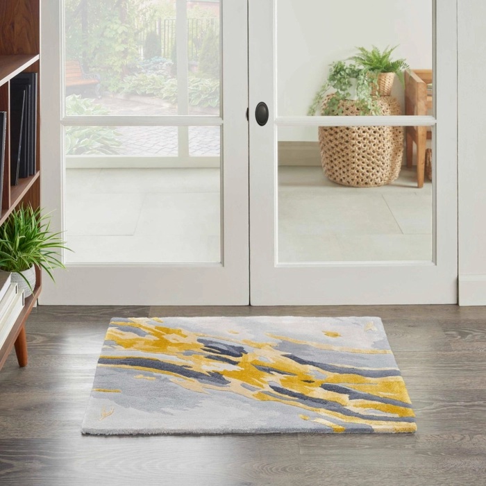 Contemporary Rugs & Transitional Rugs Prismatic PRS24 Lt. Grey - Grey & Lt. Gold - Gold Hand Tufted Rug