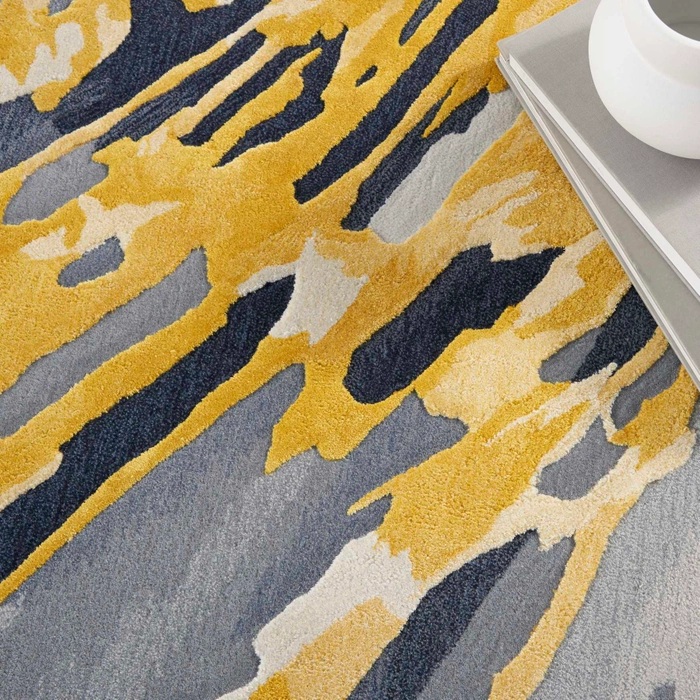 Contemporary Rugs & Transitional Rugs Prismatic PRS24 Lt. Grey - Grey & Lt. Gold - Gold Hand Tufted Rug