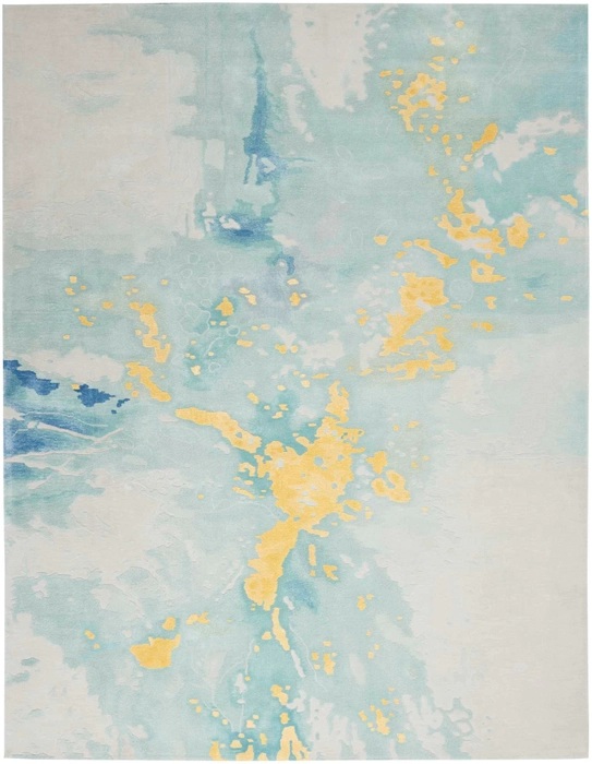 Contemporary Rugs & Transitional Rugs Prismatic PRS26 Lt. Blue - Blue & Lt. Gold - Gold Hand Tufted Rug