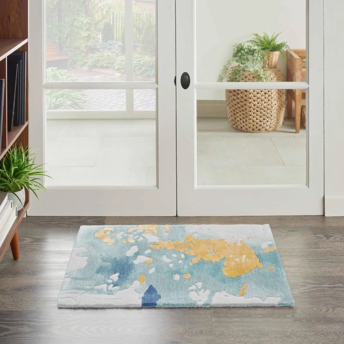 Contemporary Rugs & Transitional Rugs Prismatic PRS26 Lt. Blue - Blue & Lt. Gold - Gold Hand Tufted Rug