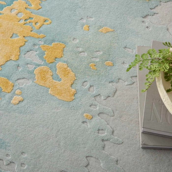Contemporary Rugs & Transitional Rugs Prismatic PRS26 Lt. Blue - Blue & Lt. Gold - Gold Hand Tufted Rug