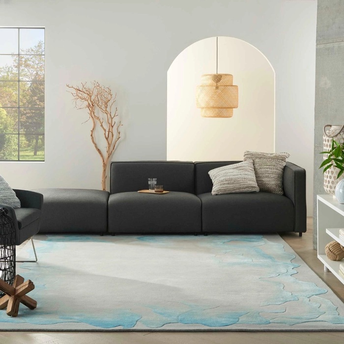 Contemporary Rugs & Transitional Rugs Prismatic PRS22 Lt. Grey - Grey & Lt. Blue - Blue Hand Tufted Rug