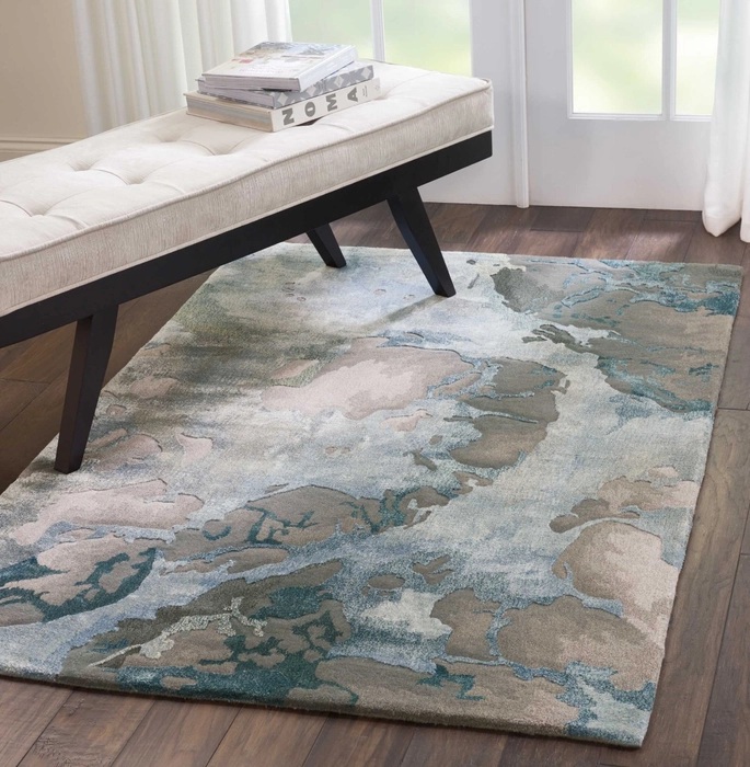 Contemporary Rugs & Transitional Rugs Prismatic PRS14 Lt. Grey - Grey & Lt. Blue - Blue Hand Tufted Rug