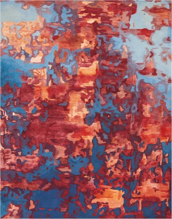 Contemporary Rugs & Transitional Rugs Prismatic PRS13 Red - Burgundy & Lt. Blue - Blue Hand Tufted Rug
