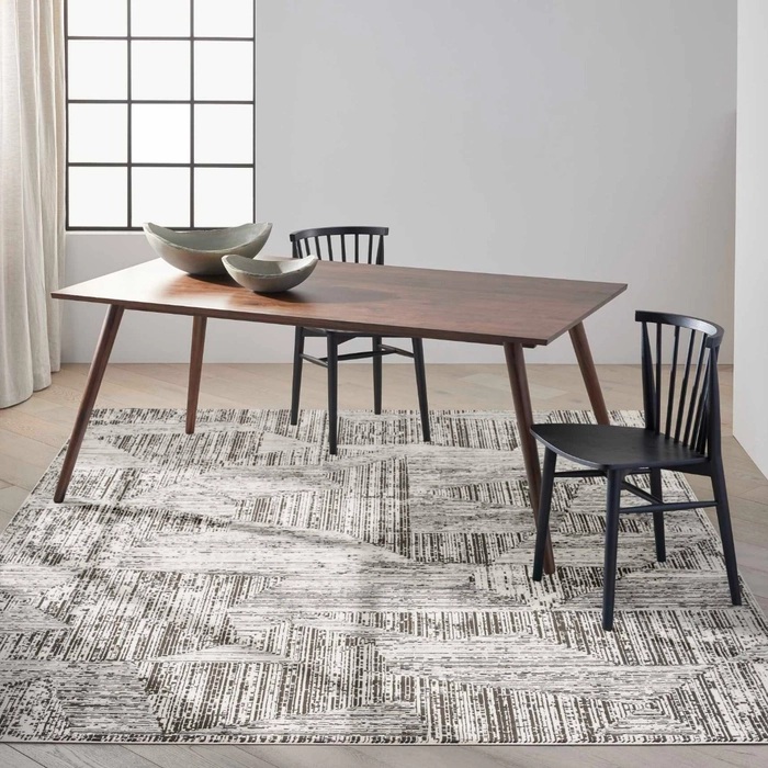 Contemporary Rugs & Transitional Rugs Irradiant Abstract Calvin Klein IRR01 Cream Black Ivory - Beige & Black - Charcoal Machine Made Rug
