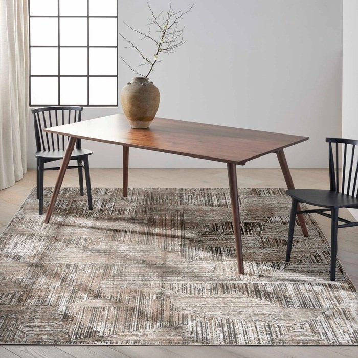Contemporary Rugs & Transitional Rugs Irradiant Abstract Calvin Klein IRR01 Black Ivory Black - Charcoal & Ivory - Beige Machine Made Rug