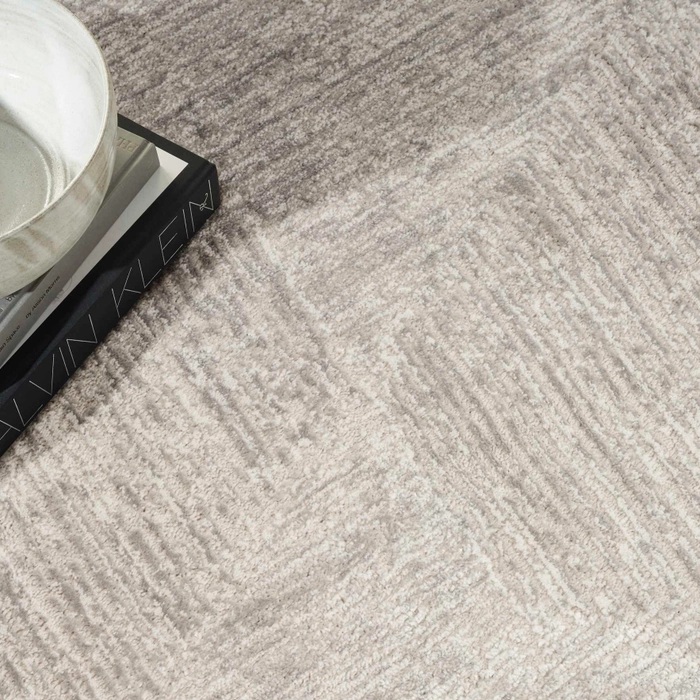 Contemporary Rugs & Transitional Rugs Irradiant Abstract Calvin Klein IRR01 Silver  Lt. Grey - Grey & Ivory - Beige Machine Made Rug
