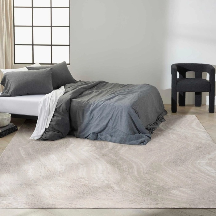 Contemporary Rugs & Transitional Rugs Irradiant Abstract Calvin Klein IRR04 Silver Grey Lt. Grey - Grey & Ivory - Beige Machine Made Rug