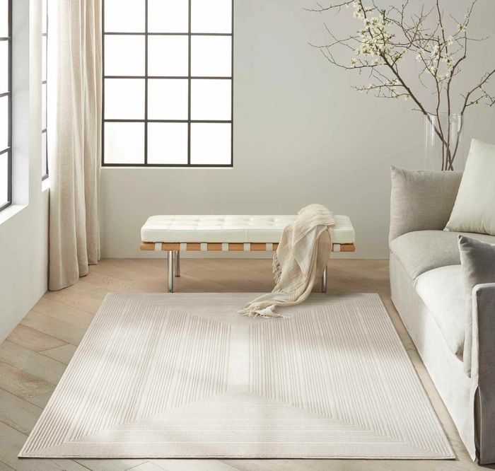 Casual Rugs & Solid Rugs Irradiant Abstract Calvin Klein IRR02 Ivory Ivory - Beige Machine Made Rug