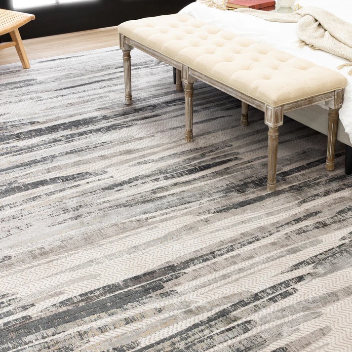 Contemporary Rugs & Transitional Rugs Tryst Collection Aruzzi Granite Ivory - Beige & Black - Charcoal Machine Made Rug