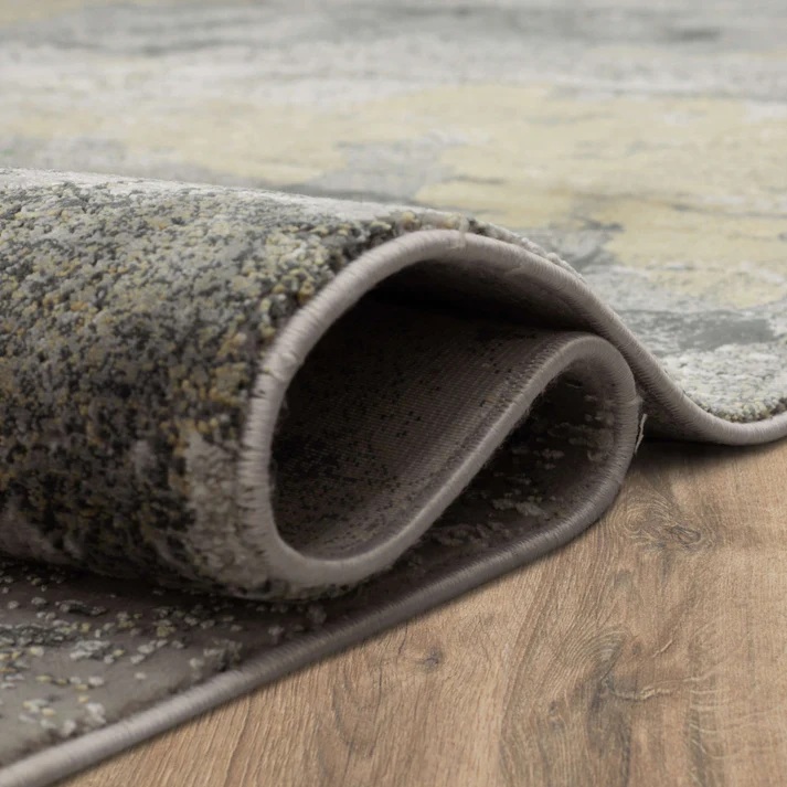 Contemporary Rugs & Transitional Rugs Tryst Collection Nuvole Patina Black - Charcoal & Lt. Gold - Gold Machine Made Rug