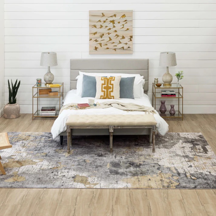 Contemporary Rugs & Transitional Rugs Tryst Collection Nuvole Patina Black - Charcoal & Lt. Gold - Gold Machine Made Rug