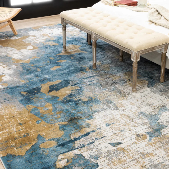 Contemporary Rugs & Transitional Rugs Tryst Collection Nuvole Grey Blue Lt. Blue - Blue & Lt. Grey - Grey Machine Made Rug