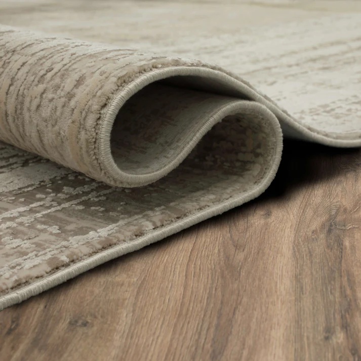 Contemporary Rugs & Transitional Rugs Tryst Collection Messina Cream Ivory - Beige & Lt. Brown - Chocolate Machine Made Rug