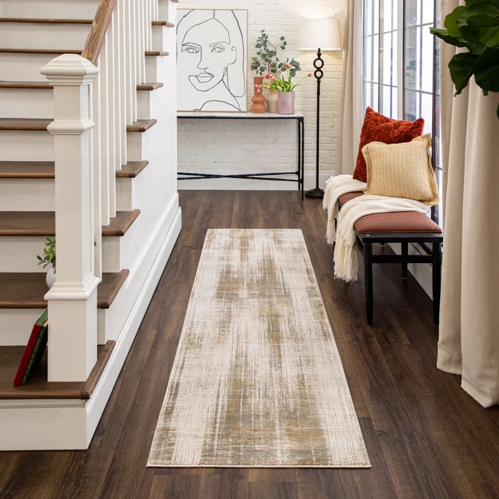 Contemporary Rugs & Transitional Rugs Tryst Collection Messina Cream Ivory - Beige & Lt. Brown - Chocolate Machine Made Rug