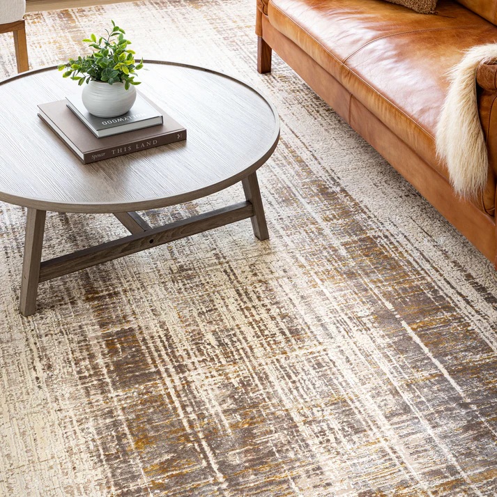 Contemporary Rugs & Transitional Rugs Tryst Collection Messina Cream Ivory - Beige & Lt. Brown - Chocolate Machine Made Rug