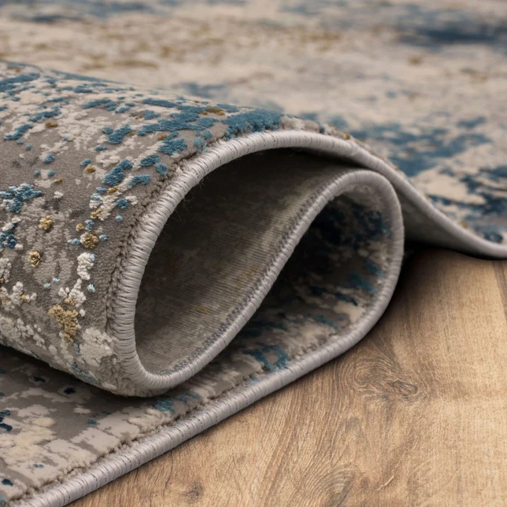 Contemporary Rugs & Transitional Rugs Tryst Collection Marseille Blue Lt. Blue - Blue & Lt. Grey - Grey Machine Made Rug