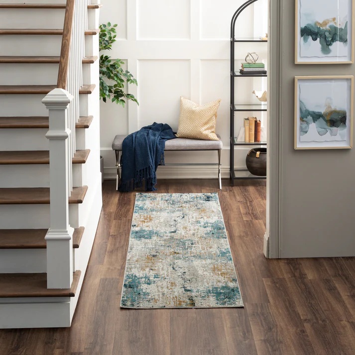 Contemporary Rugs & Transitional Rugs Tryst Collection Marseille Blue Lt. Blue - Blue & Lt. Grey - Grey Machine Made Rug