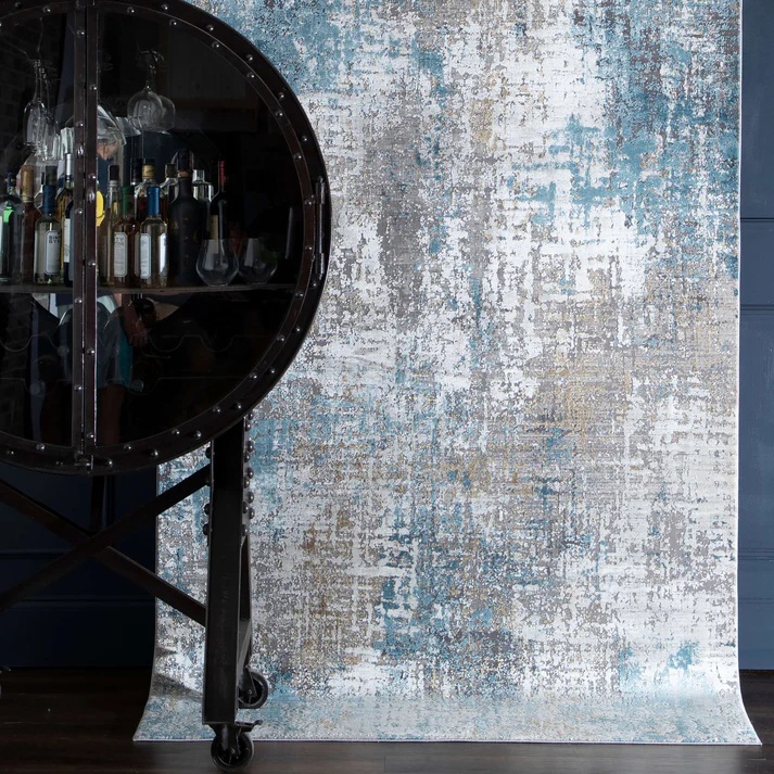 Contemporary Rugs & Transitional Rugs Tryst Collection Marseille Blue Lt. Blue - Blue & Lt. Grey - Grey Machine Made Rug