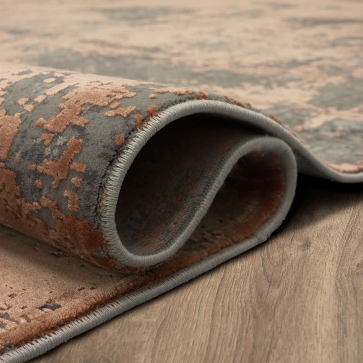 Contemporary Rugs & Transitional Rugs Tryst Collection Bari Terra Lt. Grey - Grey & Rust - Orange Machine Made Rug