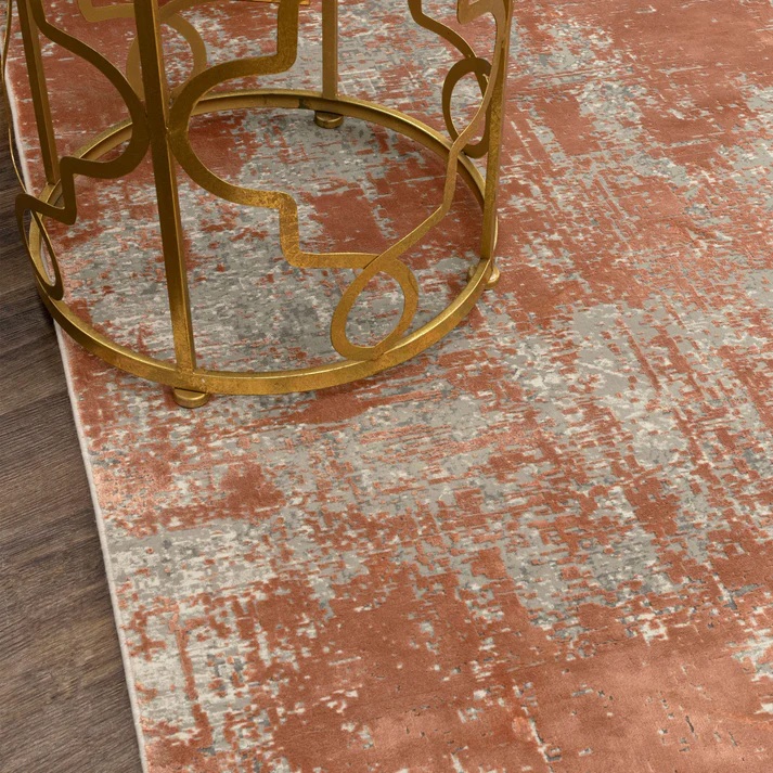 Contemporary Rugs & Transitional Rugs Tryst Collection Bari Terra Lt. Grey - Grey & Rust - Orange Machine Made Rug