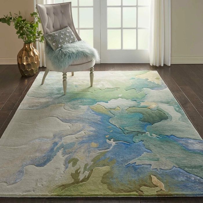 Contemporary Rugs & Transitional Rugs Prismatic PRS16 Lt. Blue - Blue & Lt. Green Hand Tufted Rug