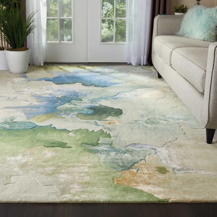 Contemporary Rugs & Transitional Rugs Prismatic PRS16 Lt. Blue - Blue & Lt. Green Hand Tufted Rug