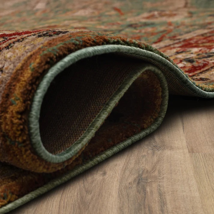 Traditional & Oriental Rugs Spice Market Myanmar Aquamarine Rust - Orange & Green Machine Made Rug