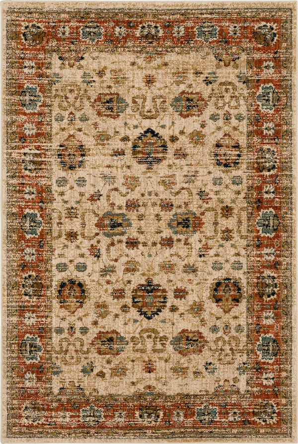 Traditional & Oriental Rugs Spice Market Koyna Cream Ivory - Beige & Rust - Orange Machine Made Rug