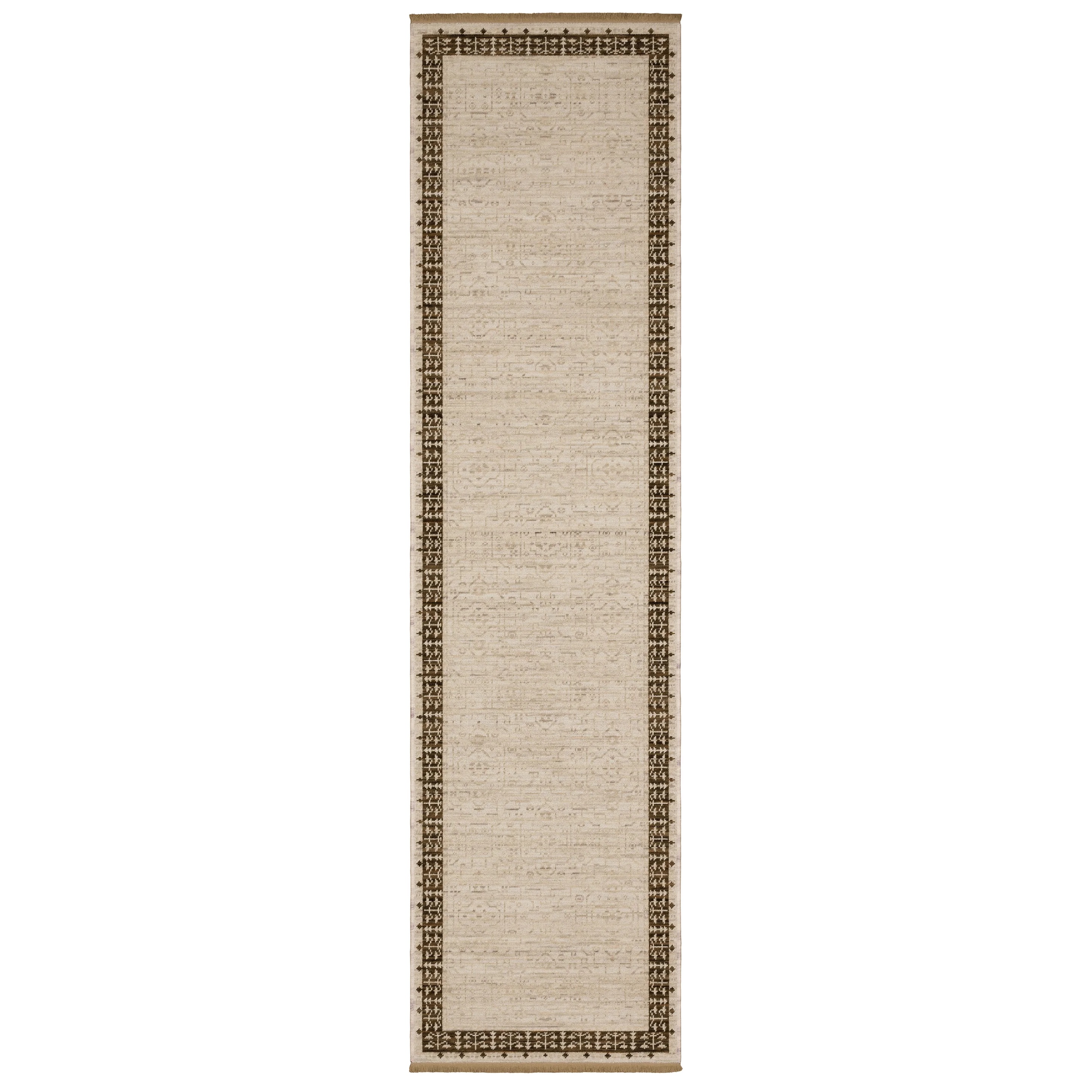Oushak Rugs Acacia ACA02 Ivory - Beige & Lt. Brown - Chocolate Machine Made Rug