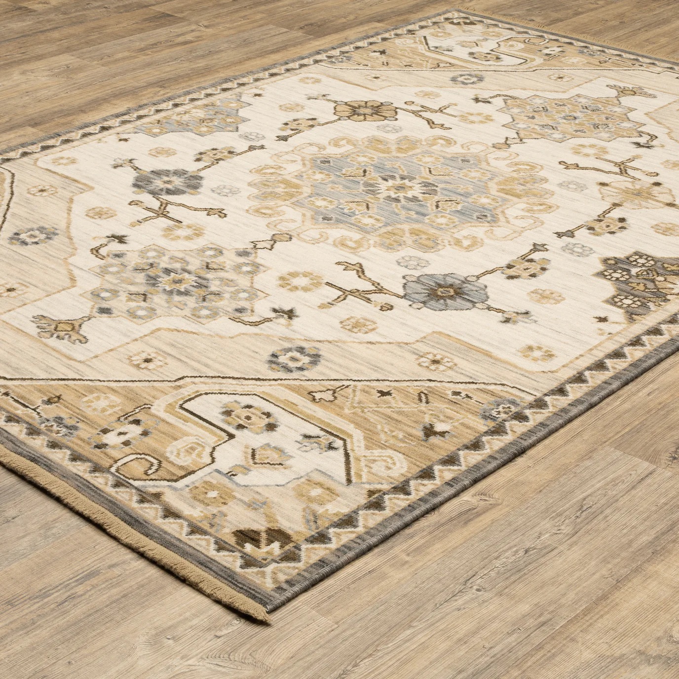 Oushak Rugs Acacia ACA03 Ivory - Beige & Camel - Taupe Machine Made Rug