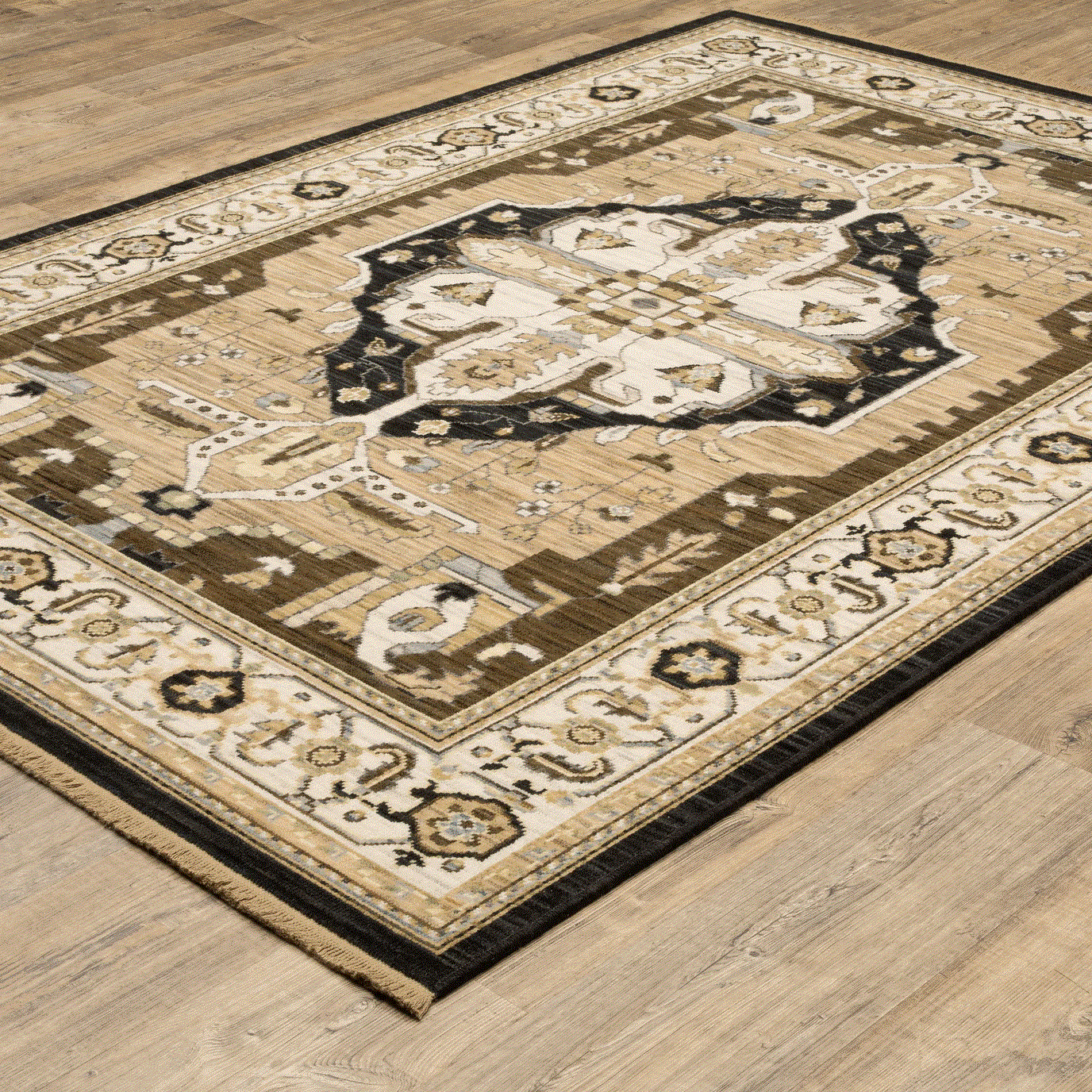 Oushak Rugs Acacia ACA08 Lt. Brown - Chocolate & Ivory - Beige Machine Made Rug