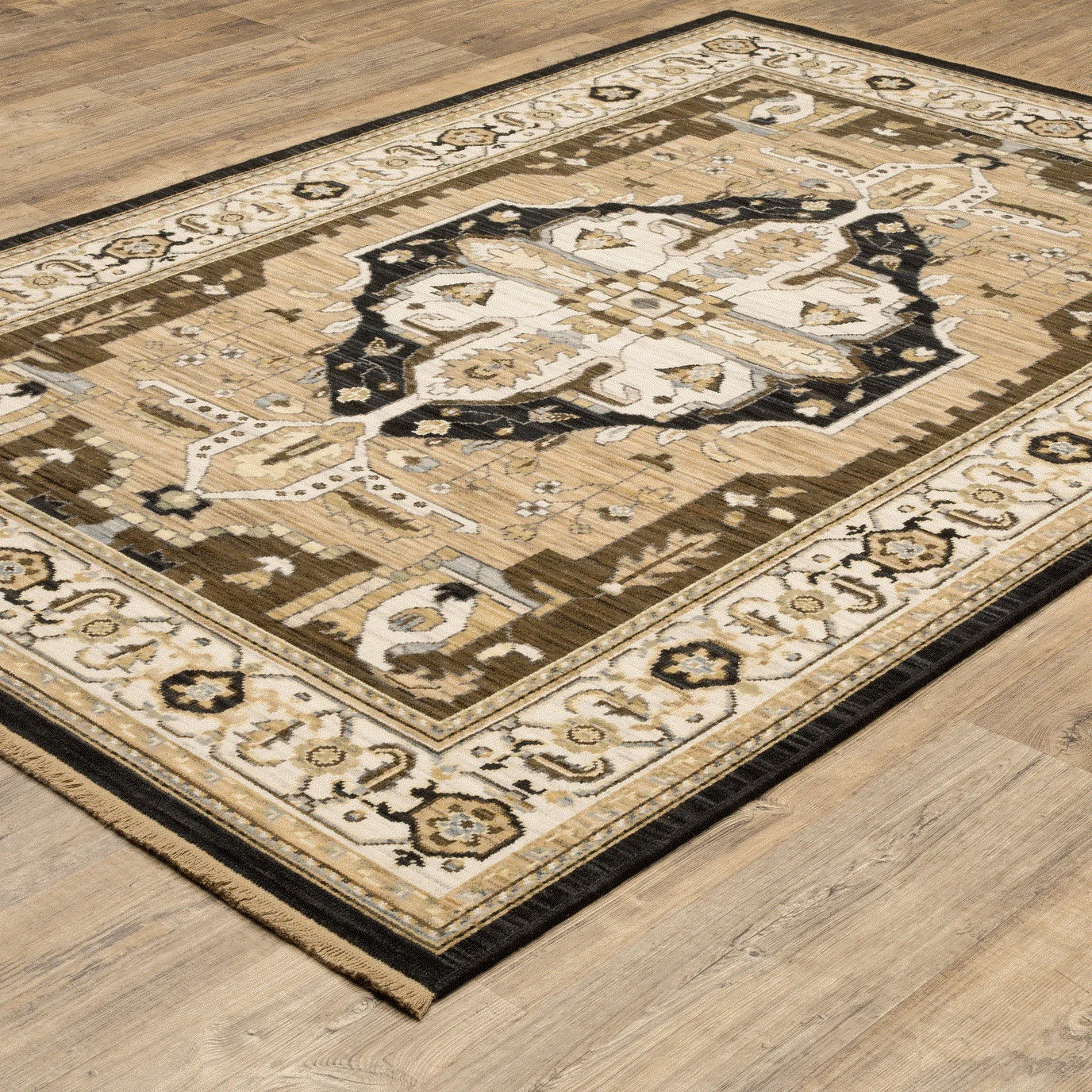 Oushak Rugs Acacia ACA08 Lt. Brown - Chocolate & Ivory - Beige Machine Made Rug