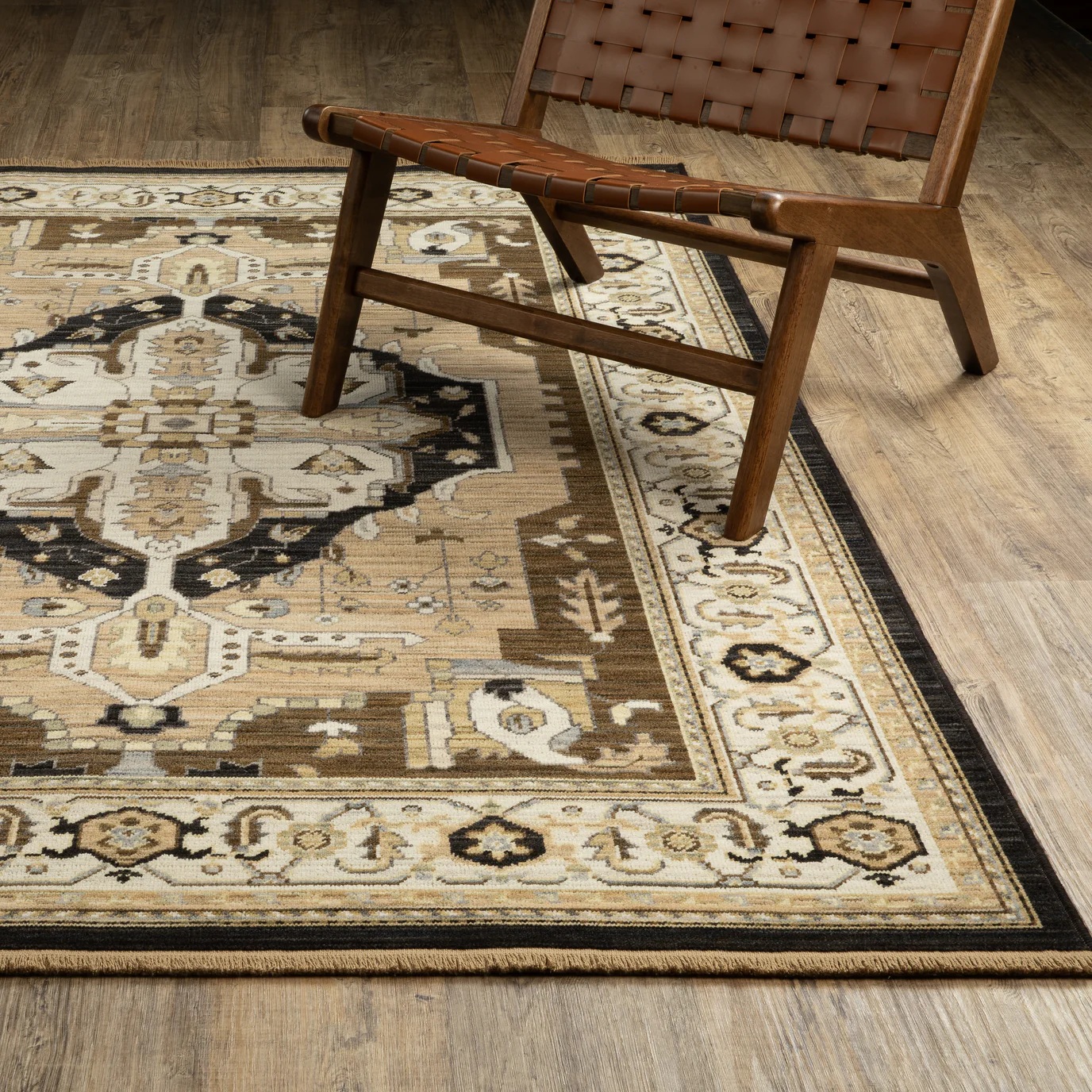 Oushak Rugs Acacia ACA08 Lt. Brown - Chocolate & Ivory - Beige Machine Made Rug