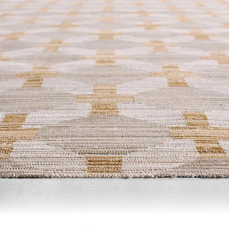 Contemporary Rugs & Transitional Rugs Muted Mosaic MUM01 Ivory - Beige & Lt. Gold - Gold Machine Made Rug