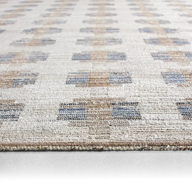 Casual Rugs & Solid Rugs Muted Mosaic MUM02 Ivory - Beige & Lt. Blue - Blue Machine Made Rug