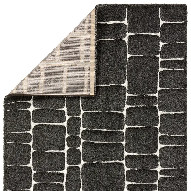 Casual Rugs & Solid Rugs Tazeka TAZ02 Black - Charcoal & Ivory - Beige Machine Made Rug