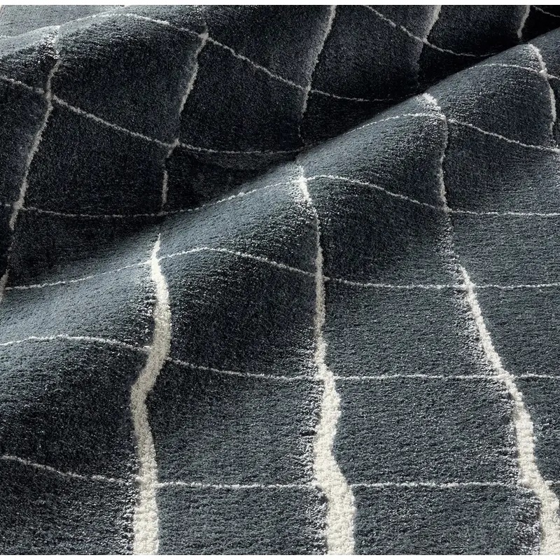 Casual Rugs & Solid Rugs Tazeka TAZ06 Medium Blue - Navy & Ivory - Beige Machine Made Rug