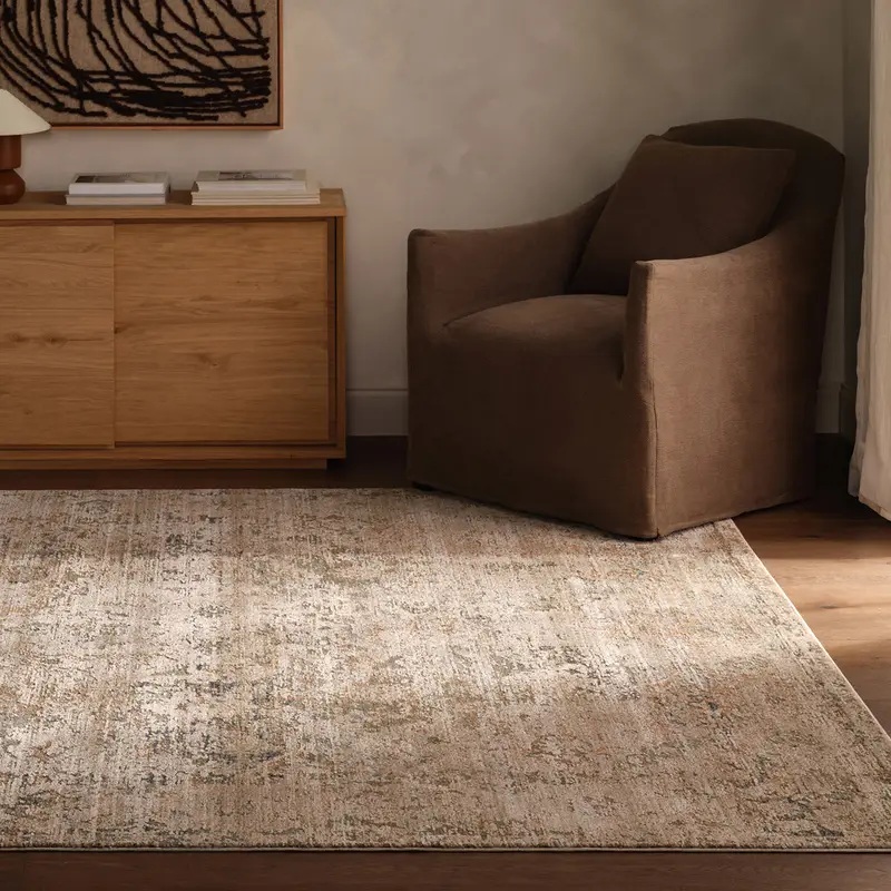 Antique Style Rugs Patterned Silence PSE02 Camel - Taupe & Lt. Brown - Chocolate Machine Made Rug