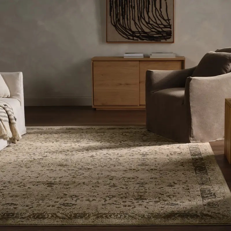 Antique Style Rugs Patterned Silence PSE07 Camel - Taupe & Lt. Brown - Chocolate Machine Made Rug