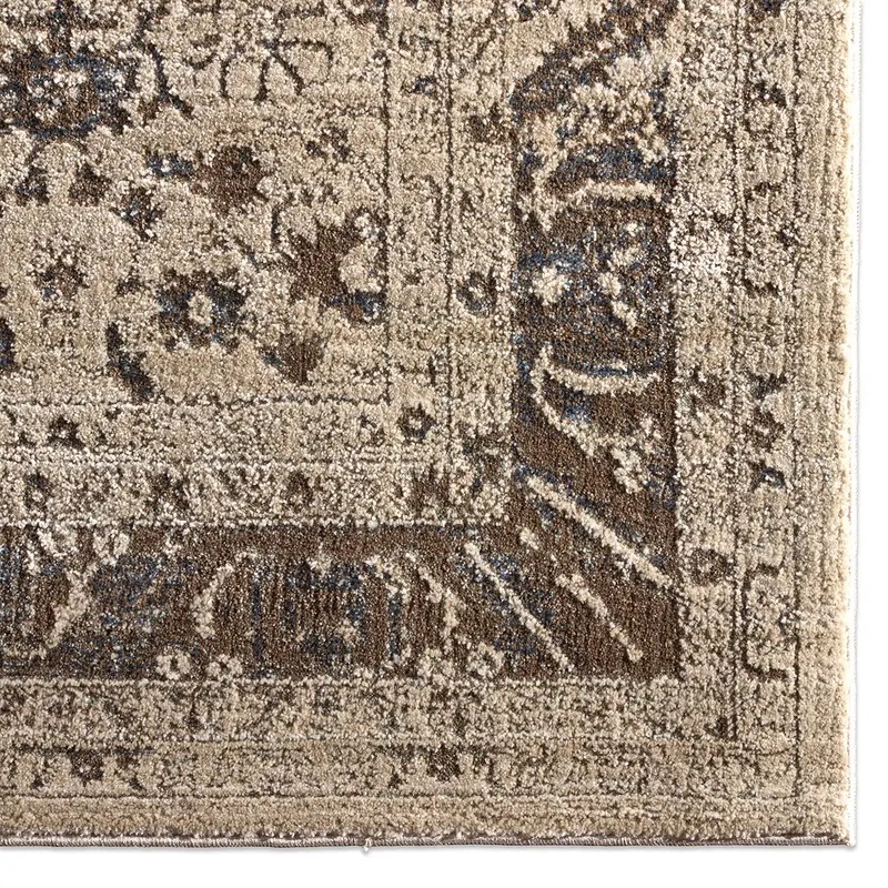 Antique Style Rugs Patterned Silence PSE07 Camel - Taupe & Lt. Brown - Chocolate Machine Made Rug