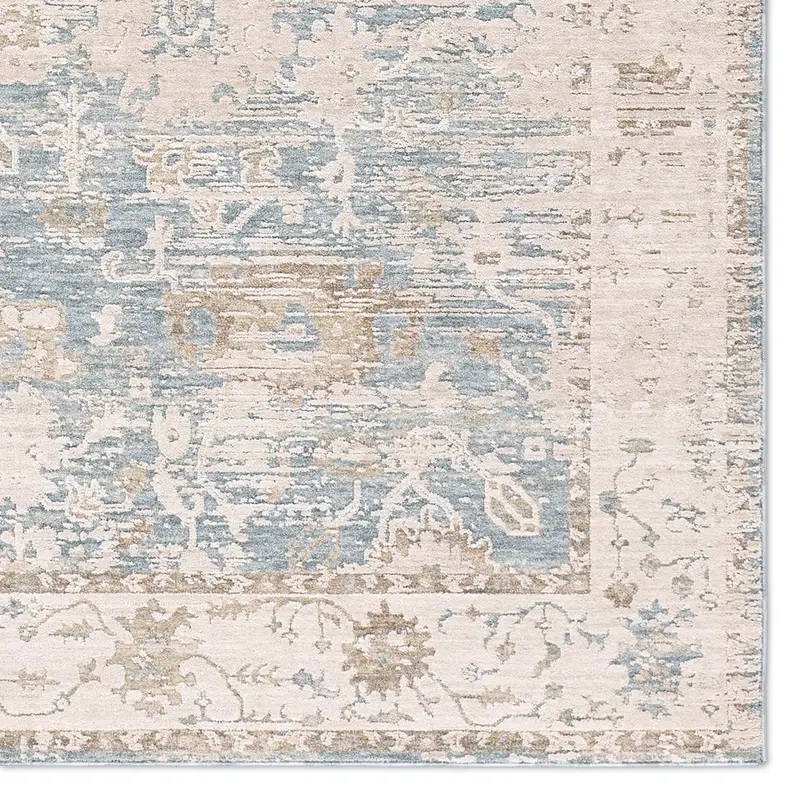 Traditional & Oriental Rugs Zarif ZAR01 Lt. Blue - Blue & Ivory - Beige Machine Made Rug