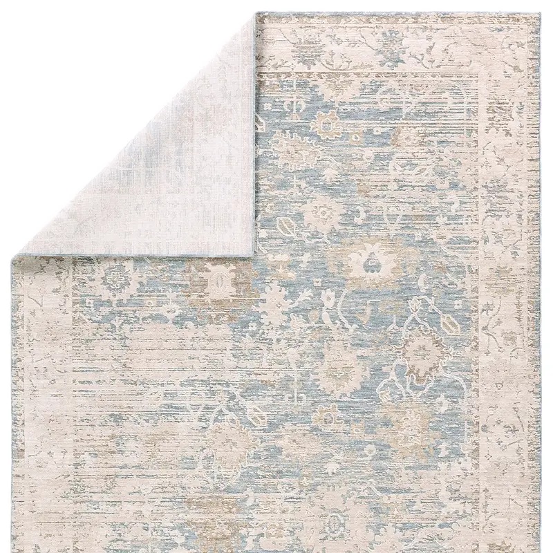 Traditional & Oriental Rugs Zarif ZAR01 Lt. Blue - Blue & Ivory - Beige Machine Made Rug