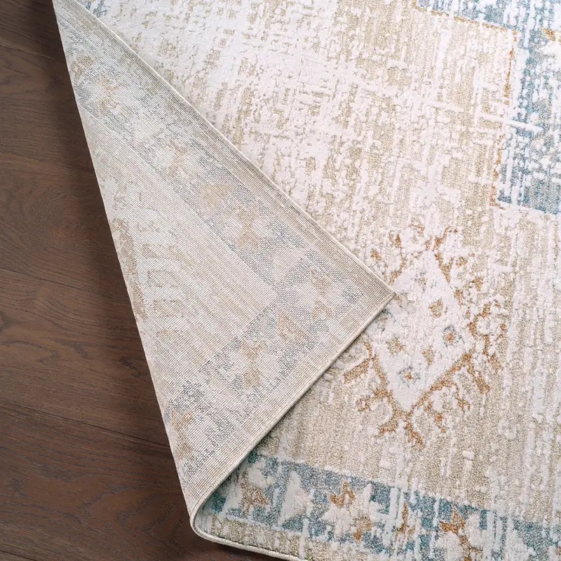 Traditional & Oriental Rugs Zarif ZAR06 Camel - Taupe & Lt. Blue - Blue Machine Made Rug