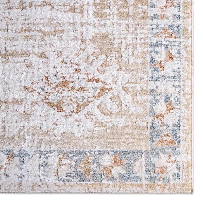 Traditional & Oriental Rugs Zarif ZAR06 Camel - Taupe & Lt. Blue - Blue Machine Made Rug