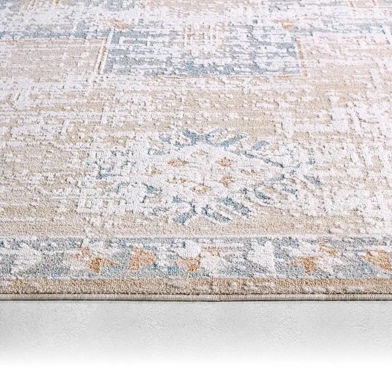 Traditional & Oriental Rugs Zarif ZAR06 Camel - Taupe & Lt. Blue - Blue Machine Made Rug