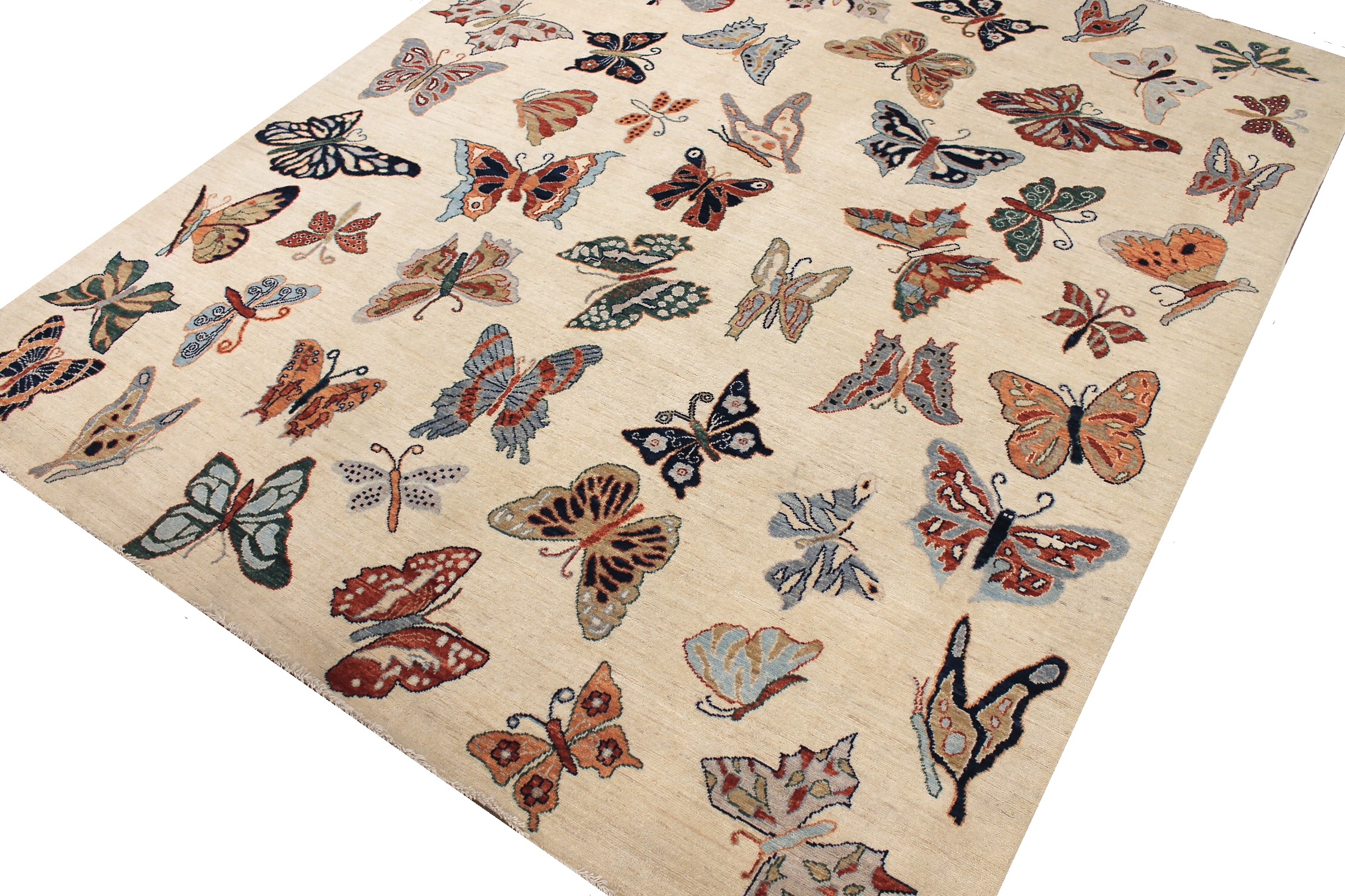 Contemporary Rugs & Transitional Rugs Butterfly 030181 Ivory - Beige Hand Knotted Rug