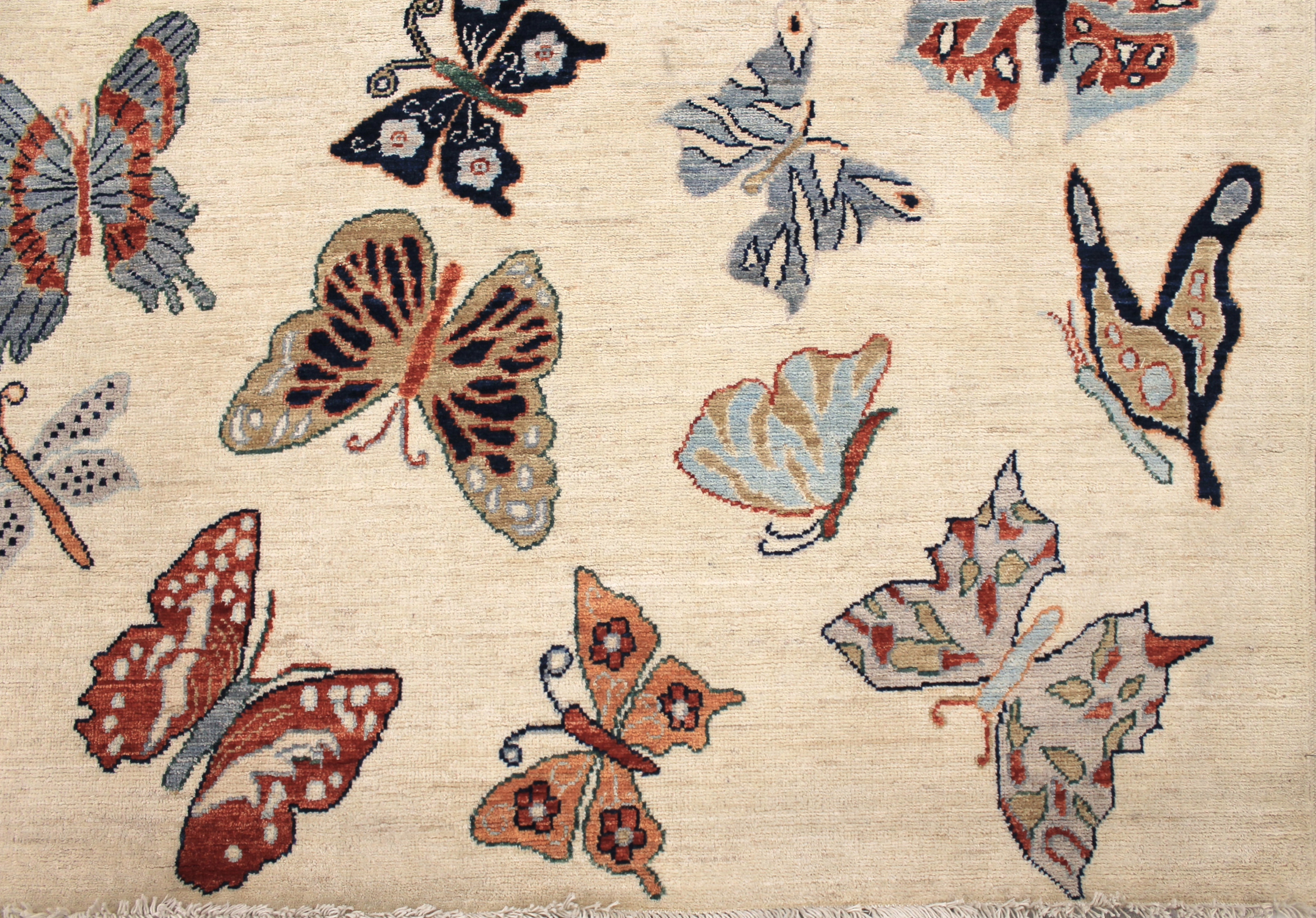 Contemporary Rugs & Transitional Rugs Butterfly 030181 Ivory - Beige Hand Knotted Rug